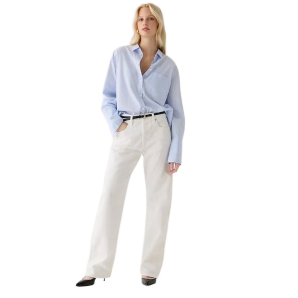 J Crew Point Sur loose straight jean in white Sz 24